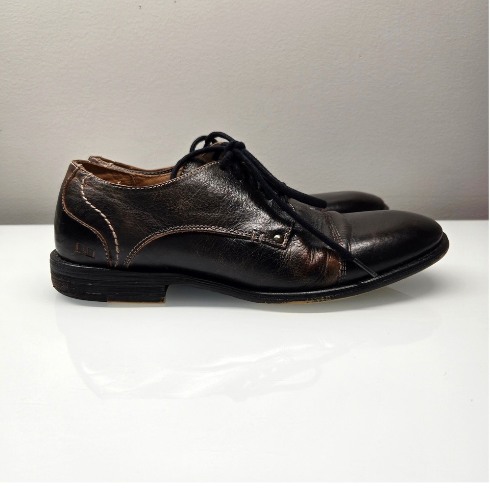 Bed Stu Derby Leather Shoes Men 9 Chocolate Brown Distressed Cap Toe Handmade